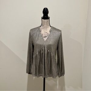 Kim & Cami Women Gray Long balloon sleeves Top Size S